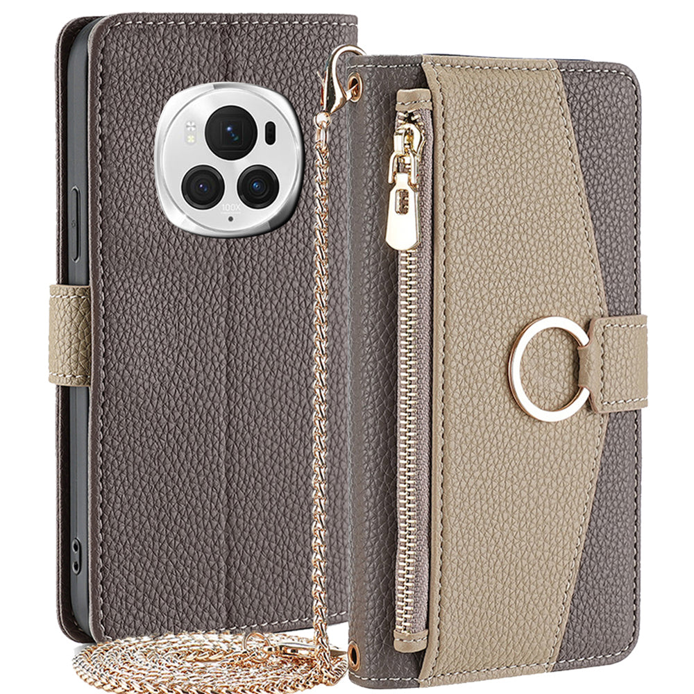 For Honor Magic6 Pro 5G Wallet Case Makeup Mirror PU Leather Phone Cover with Crossbody Strap For Honor Magic6 Pro 5G Wallet Case Makeup Mirror PU Leather Phone Cover with Crossbody Strap